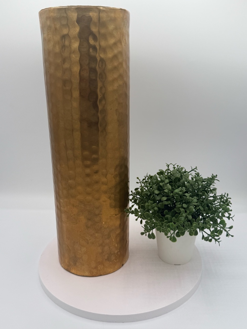 Vintage Hosley Brass Hammered Vase 12 Inch Tall Fluted Boho MCM Home Decor